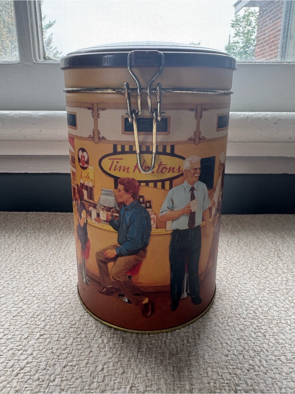 Tim Hortons Decorative Coffee Tin - Brown & Cream Bakery Scene